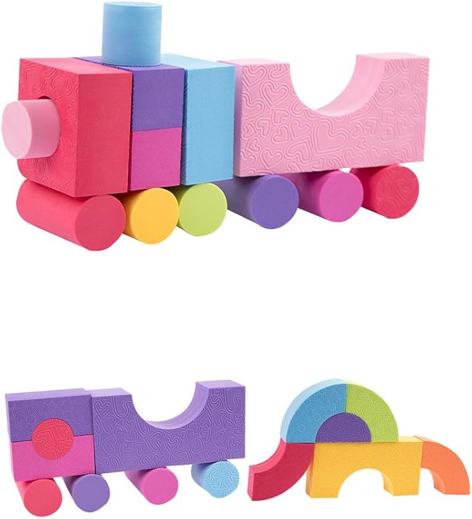 MOBU Foam Building Blocks for Toddlers 1-3, 50 PCS Educational Soft Building Blocks for Kids Playing Indoor Outdoor Bathroom Bathtub or Beach (Reusable Storage Bag)