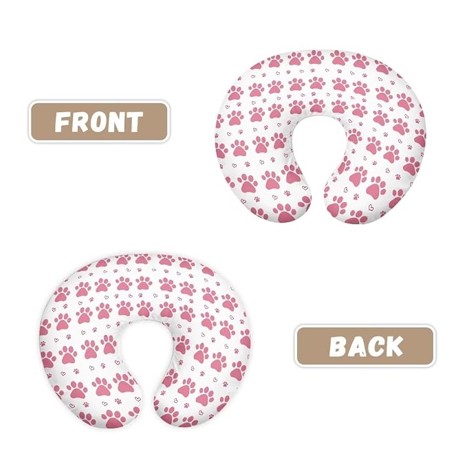 Pink Paws Nursing Pillow Cover for Infant Snug, Breastfeeding Pillow Slipcover for Baby Girls/Boys, Soft Snug Fits On Newborn Feeding Pillow Case