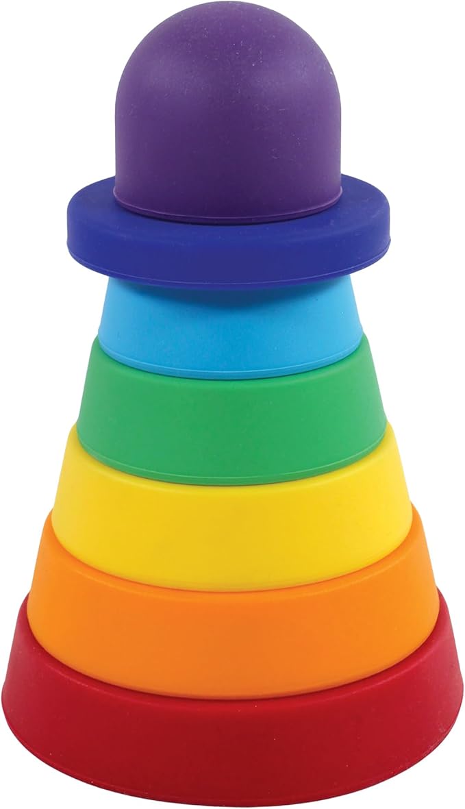 Hudson Baby Silicone Stacking Toy, Rainbow, One Size