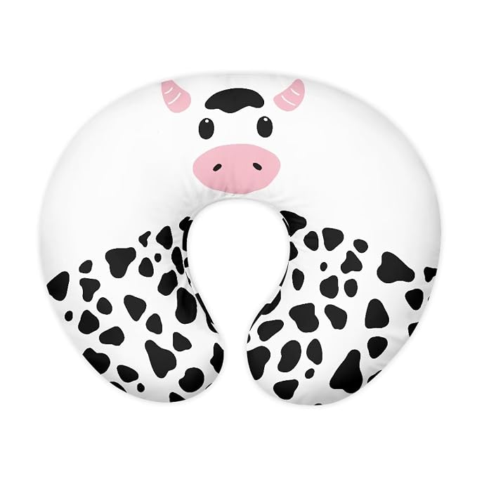 Cute Cow Baby Nursing Pillow Case with Hidden Zipper Washable Skin-Friendly Bottle and Breastfeeding Pillow Cover for Boys and Girls