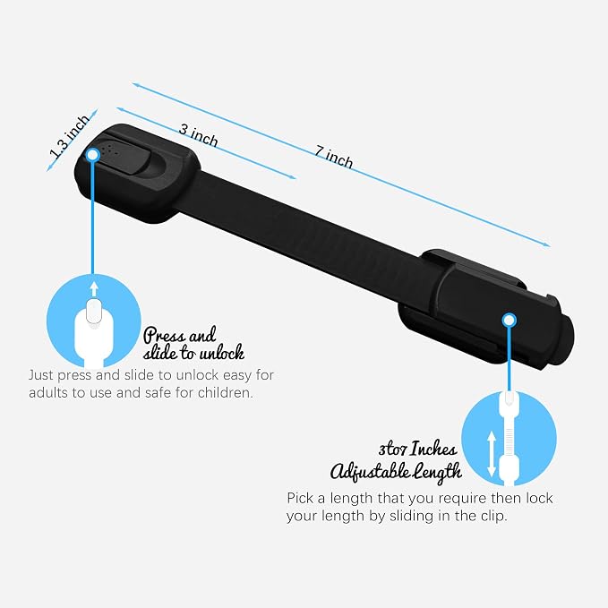 Cabinet Locks Provide Effective Baby Proofing - No Screws and Magnets Required Multi-purpose Suitable for Furniture Ovens Drawers Kitchens Toilet Seats (B - Black, 1 pack of 6)
