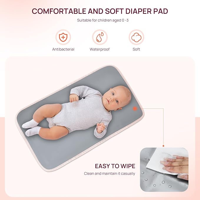 Telena Diaper Bag Backpack, Large Capacity Stylish Baby Bag Backpacks with Bottle insulation Area Changing Mat, Mommy Bag Pink