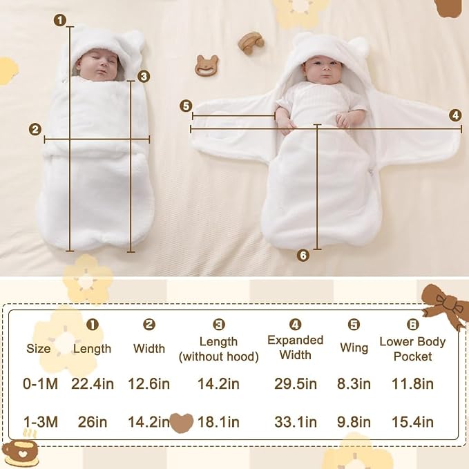 AiWMGL Baby Winter Fleece Swaddle Blanket 3-6 Months Boys Girls Warm Adjustable Newborn Swaddling Wrap Soft Plush Sleeping Sacks