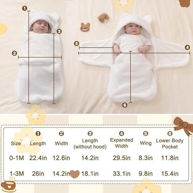 AiWMGL Baby Winter Fleece Swaddle Blanket Boys Girls Warm Soft Plush Sleeping Sacks Adjustable 0-3 Months Newborn Swaddling Wrap
