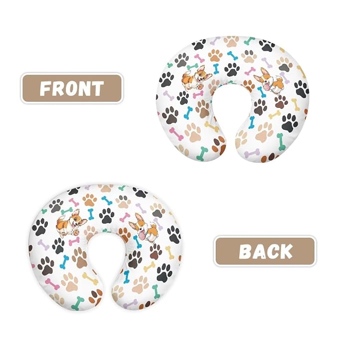 Dog Paws Baby Nursing Pillow Cover with Hidden Zipper Skin-Friendly Cozy Nursing Pillow Replacement Case for Breastfeeding Pillows