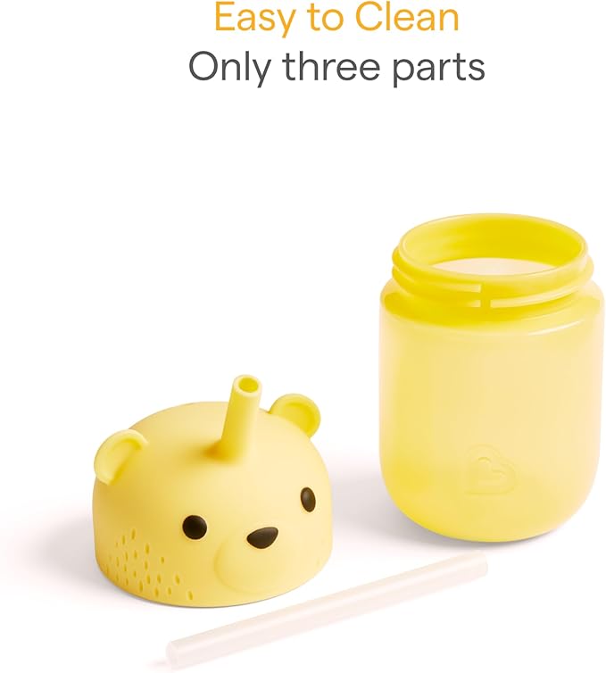Munchkin Gentle??Transition Honey Bear Straw Cup for Babies and Toddlers 6 Months and Up, Squeezable Sippy Bottle for Easy Drinking, 9 Ounce, Yellow