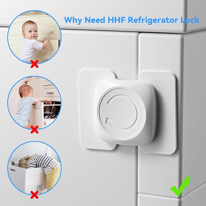 Refrigerator Lock for Kids Child Proof Fridge Freezer Door Lock No Driling Drawer Lock Easy to Install Cabinet Locks (2 PCS)