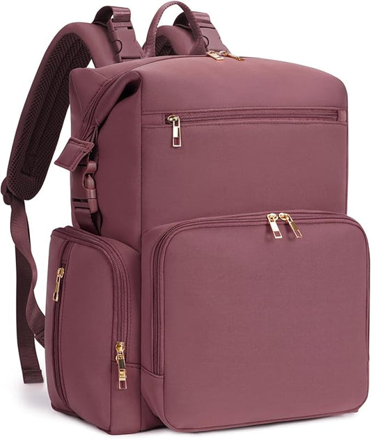CEI-CEI Neoprene Diaper Bag Backpack with Changing Pad, Large Newborn Baby Maternity Bags Travel Tote with Insulated Pockets (Pink)
