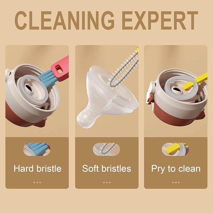 OFY ONLY FOR YOU 3 in 1 Cup Lid Cleaning Brush, Crevice Cleaning Brush Set for Baby Bottle, Cup, Kitchen, Home, Blue, Polypropylene Bristles, Polypropylene Material