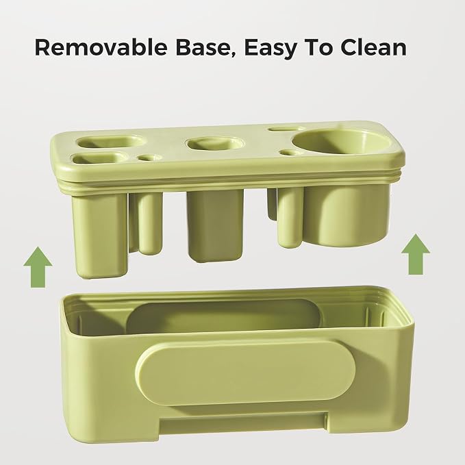 Bottle Brush Set - Baby Travel Bottle Cleaner Kit with Silicone Brush, Nipple Brush, Straw Brush, Soap Dispenser, Drying Rack - 8 in 1 Bottle Cleaning Kit for Home and Travel Essential (Green)