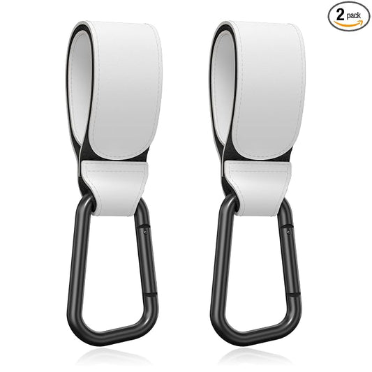 Baby Stroller Hooks for Hanging Bags, Universal Stroller Clips Accessories, Mommy Hook for Diaper Bag, Shopping Cart, Purse, Backpack - 2 Pack, White