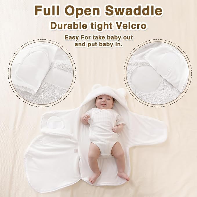 AiWMGL Baby Winter Fleece Swaddle Blanket Boys Girls Warm Soft Plush Sleeping Sacks Adjustable 0-3 Months Newborn Swaddling Wrap