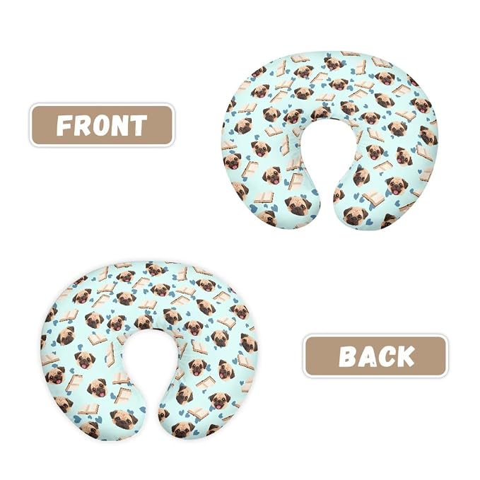 Jeiento Cute Pug Dog Nursing Pillow Covers Soft U-Shaped Breastfeeding Pillow Slipcovers for Newborn Baby Mom,Cartoon Puppy Love Heart Pillowcase Cover