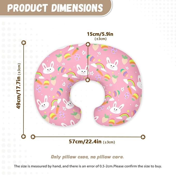 Rabbit Easter Egg and Carrot Nursing Pillow Cover Ultra Soft Comfortable Newborn Nursing Pillow Case Durable and Easy to Clean