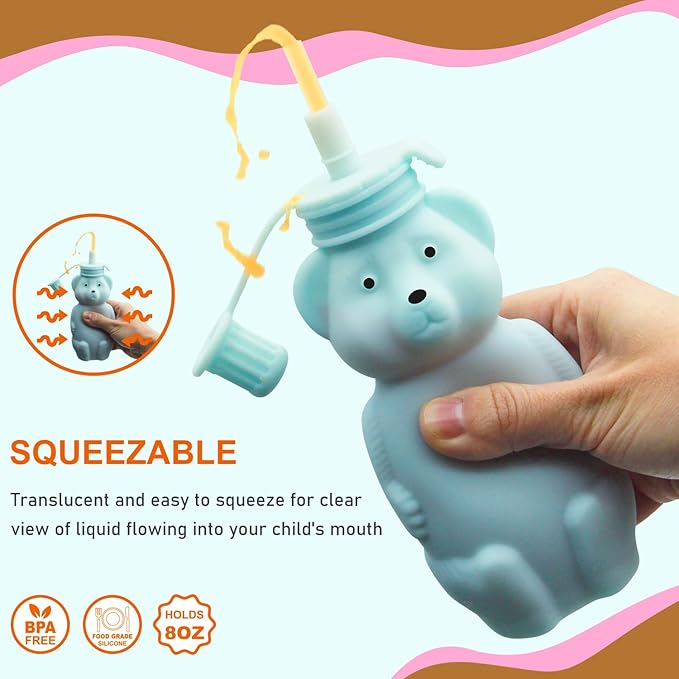 Mootikar Honey Bear Silicone Straw Cup, Babies Water Drinking Cup, 8-Ounce Therapy Sippy Bottles for Speech and Feeding Training, BPA Free & Dishwasher Safe (PINK)