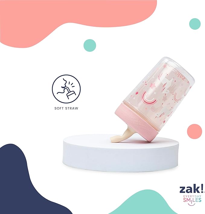 Zak Designs Capri Toddler Tumblers For Travel or At Home, 9oz 2-Pack Double Wall Plastic Sippy Cups With Leak-Proof Design is Perfect For Kids (Dino Buddies, Bubble Bay)