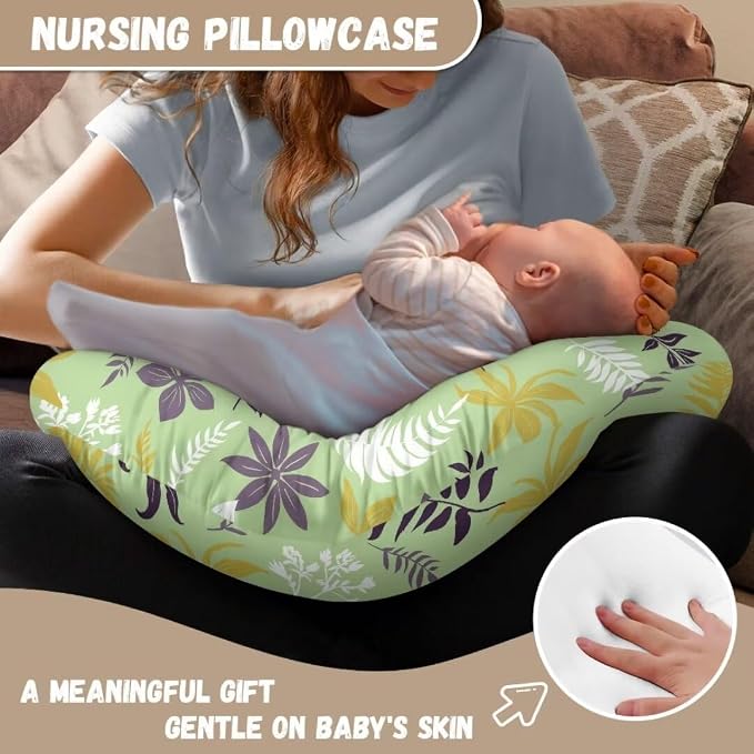 Foliage Baby Nursing Pillow Cover Stretchy Breathable Breastfeeding Pillow Cover Lightweight Neutral Nursing Pillow Case (22"x18"x6")