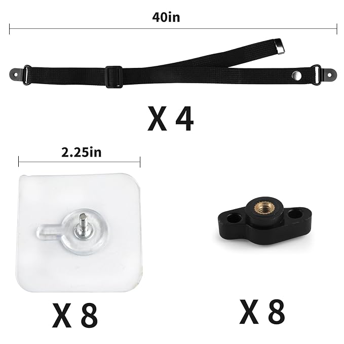4 Packs TV Adjustable Safety Straps, No Drill Adhesive Anti Tip Furniture Anchors for Baby Proofing, Earthquake Straps Flat Screens to Wall,Stand Or Desk,Cabinet
