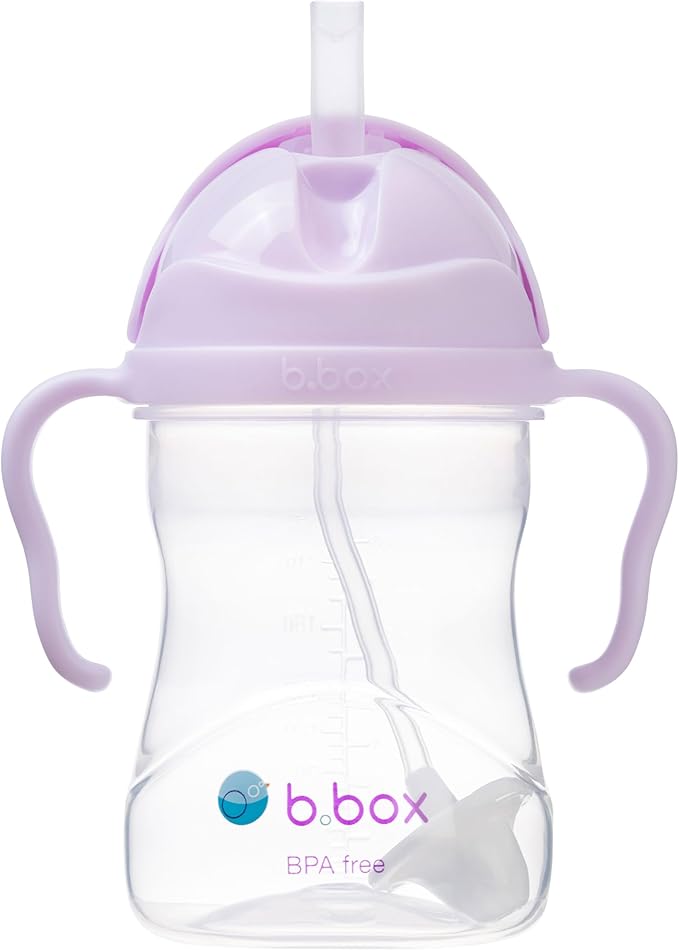 b.box Sippy Cup with Fliptop Straw, Drink from any Angle | Weighted Straw, Spill Proof, Leak Proof & Easy Grip | BPA Free, Dishwasher safe | For Babies 6m+ to Toddlers (Boysenberry, 8 oz)