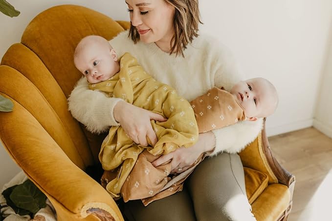 Mini Wander Swaddles for Newborns Muslin Swaddle Blankets - Breathable Soft Gender Neutral Receiving Blanket Baby Essentials | 47 x 47 Cotton - Boho Squares (Coconut)