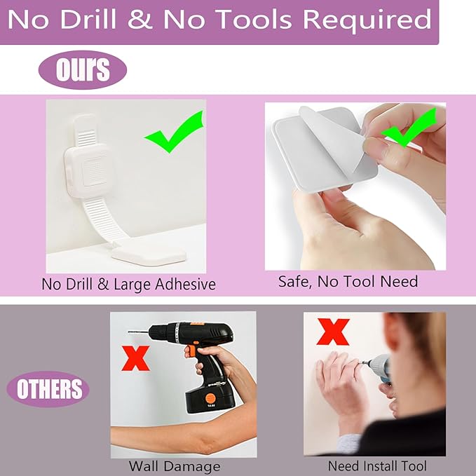 Upgraded No Drill Adhesive Furniture Anchor, Adjustable Anti Tip Furniture Wall Straps for Baby Proofing & Pets, 4 Pack