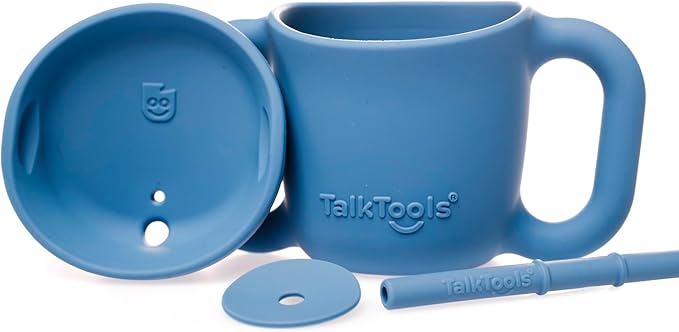 TalkTools ITSY Silicone Training Cup ??Mini Straw Cup for Baby - Anti Leak, Spill Proof and BPA Free Cup with Straw Insertion for Kids (Ocean)