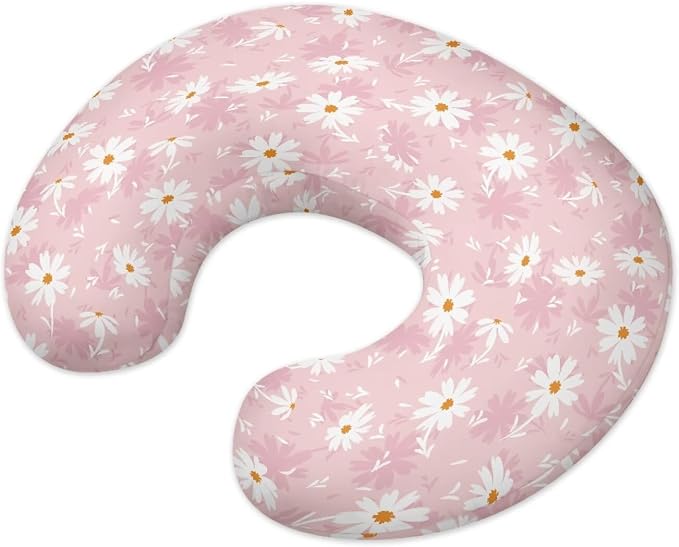 Nursing Pillow Cover, Soft Removable Cover for Breastfeeding Pillows, Crescent-Shaped Breastfeeding Pillow Case for 0-8 Months - Daisy