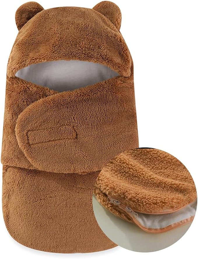 AiWMGL Baby Winter Fleece Swaddle Blanket 0-3 Months Boys Girls Warm Adjustable Newborn Swaddling Wrap Soft Plush Sleeping Sacks