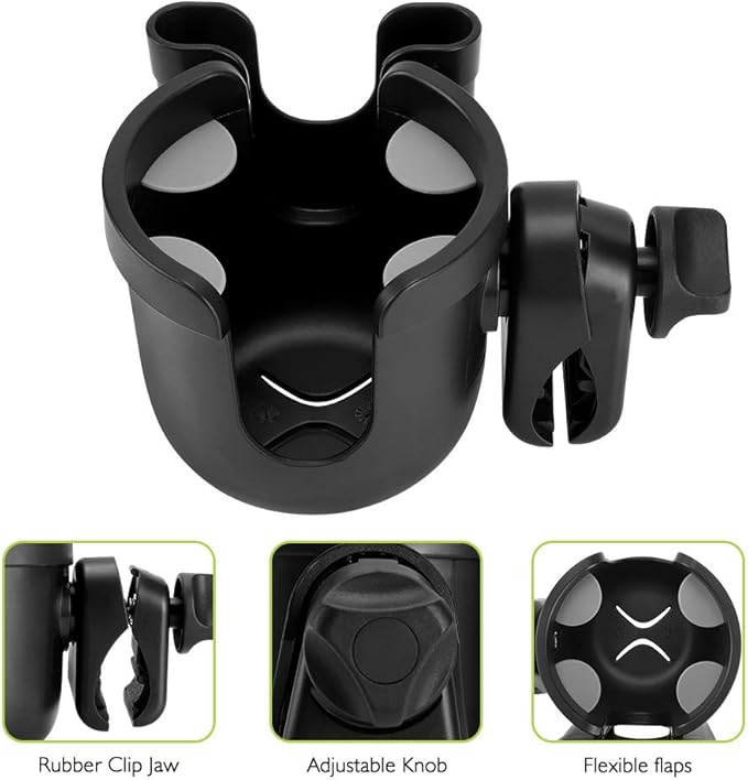 Accmor Stroller Cup Holder with Phone Holder, Bike Cup Holder, Universal Cup Holder for Uppababy Nuna Doona Strollers, 2-in-1 Cup Phone Holder for Stroller Bike Wheelchair Walker Accessory