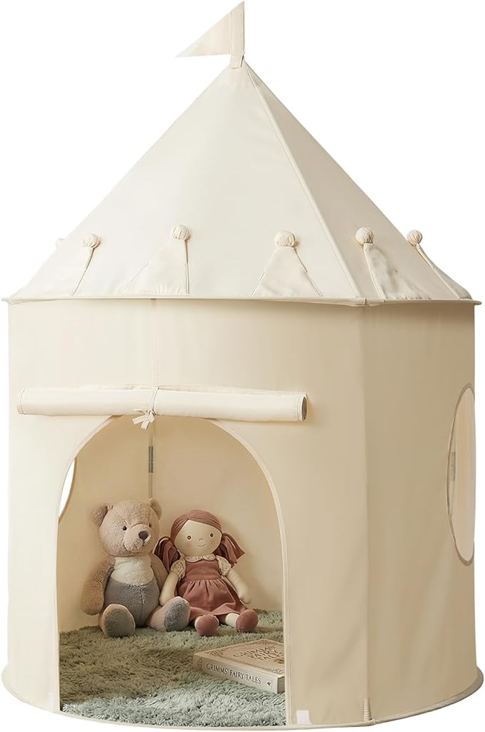 Golden Beige Kids Tent: Pop up Kids Play Tent Made by Peachskin Fabric - Toddler House for Indoor & Outdoor - Great Princess Castle for Baby