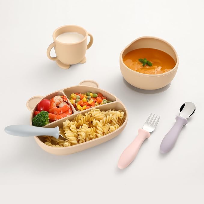 12 PCS Toddler Utensils Kids Silverware Set with Silicone Handle Children Food Grade 18/8 Stainless Steel Toddler Forks and Spoons Safe Anti-Choke Design Mirror Polished Sturdy Durable with 3 Colors