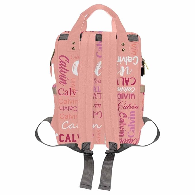 InterestPrint Personalized Mommy Nappy Bag with Name, Custom Pink Funny Font Diaper Bags Customized Nursing Bag Fashion Fashion Shoulder Bag Casual Daypack Bag for Travel Outside