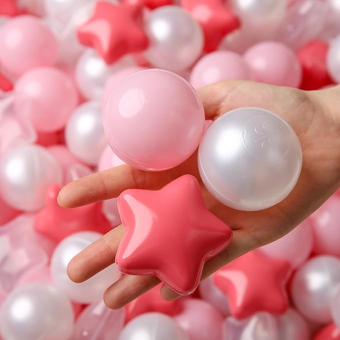TRENDPLAY Star Ball Pit Balls 50 100 200 500 for Toddlers - Ball Pit Ball Shapes for Boys Girls Fun, Birthday Party, Christmas Decoration