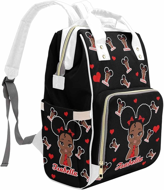 M YESCUSTOM Custom Diaper Bag Backpack with Love Heart Personalized Red Mommy Nursing Backpack for Women Travel Holiday Gift for Wife