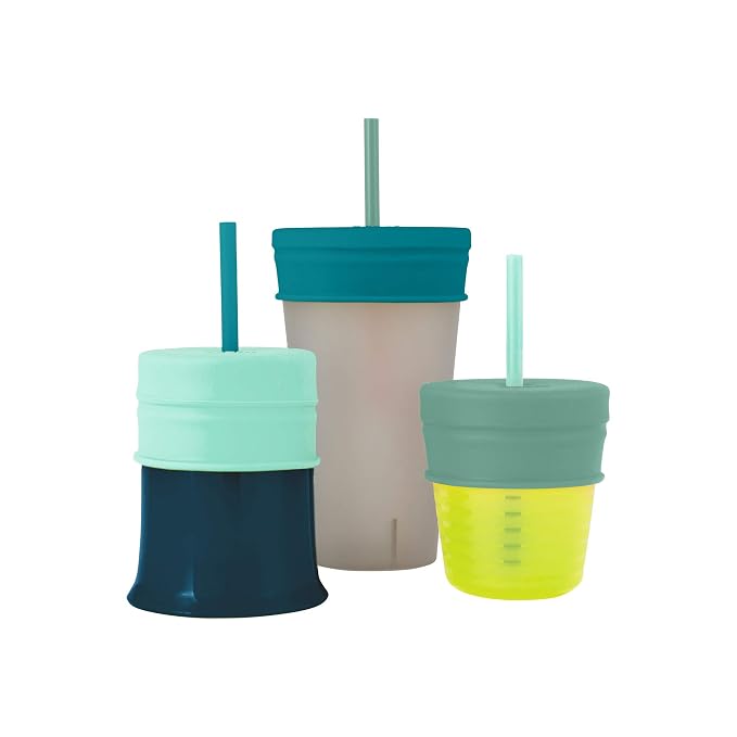 Boon Snug Silicone Sippy Cup Lids and Straws - Includes 3 Lids and 3 Straws & Nursh Silicone Straw Sippy Cup Lid - Conversion Straw Top Nursh Bottles