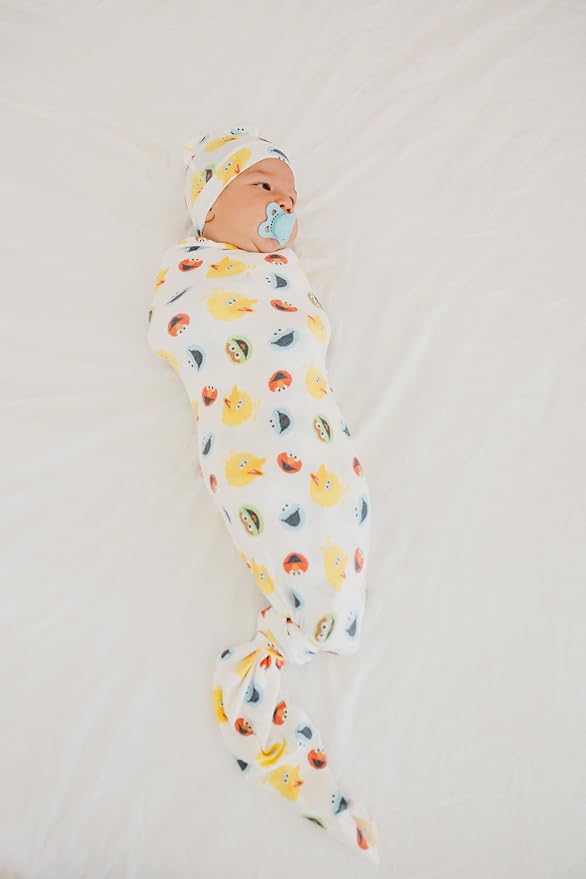 Copper Pearl Swaddle Blankets for Newborns | Soft Stretchy Receiving Blankets for Boys and Girls | Large 46 x 46 Inch Baby Blankets | Lightweight and Breathable Swaddles |Sesame Scribbles