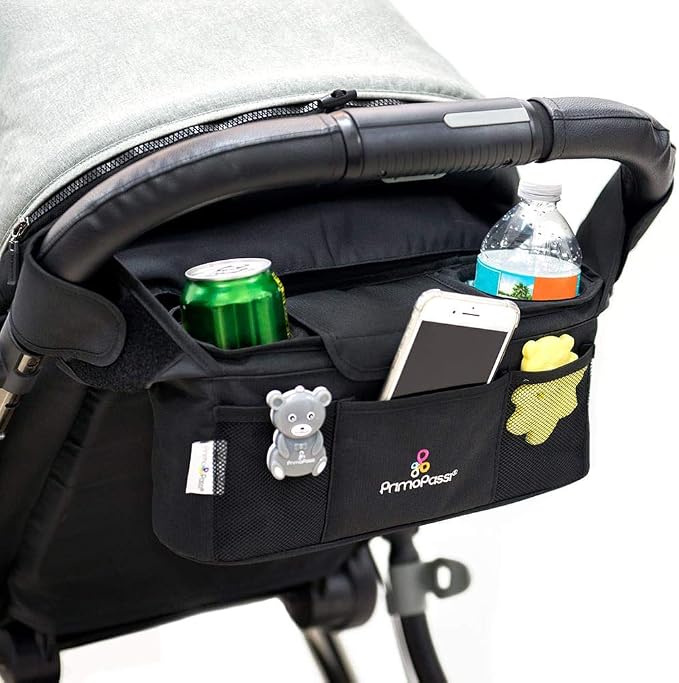 Primo Passi Stroller Organizer with Insulated Cup Holders – Fits Most Strollers and Includes Handlebar Organizer with Adjustable Straps, Multiple Storage Pockets for Bottles, Phone & Baby Essentials