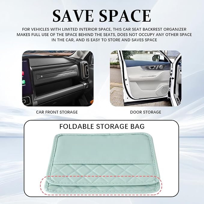 Car Seat Back Organizer, Car Organizers and Storage, PU Leather Vehicle Backseat Hanging Pocket, Automotive Accessories Multi-Pocket Storage Box Organizer Fit for Most Cars (Green, Style 1)