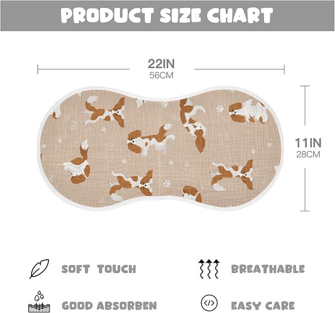 Yoga Cavalier King Charles Spaniel Dog Muslin Burp Cloths for Baby 2 Pack 100% Cotton Baby Washcloths Bibs for Boy Girl