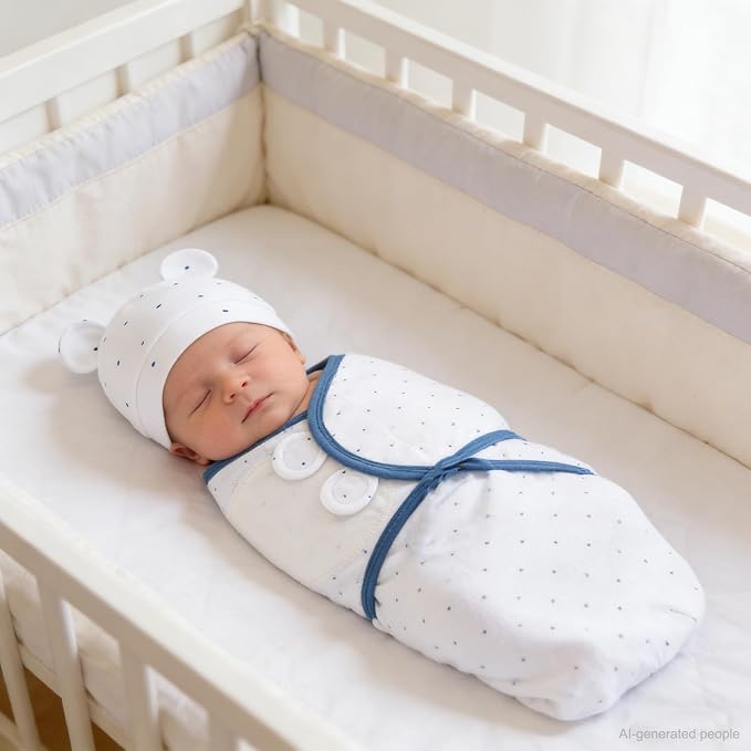 Baby Swaddle Sleep Sack with Hat Set for 0-3 months 3-Pack Soft Cotton Newborn Wearable Swaddle Wrap for Girls Boys