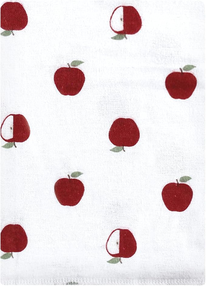 Hudson Baby Unisex Baby Cotton Flannel Burp Cloths Bundle, Apple Orchard, One Size (Pack of 2)