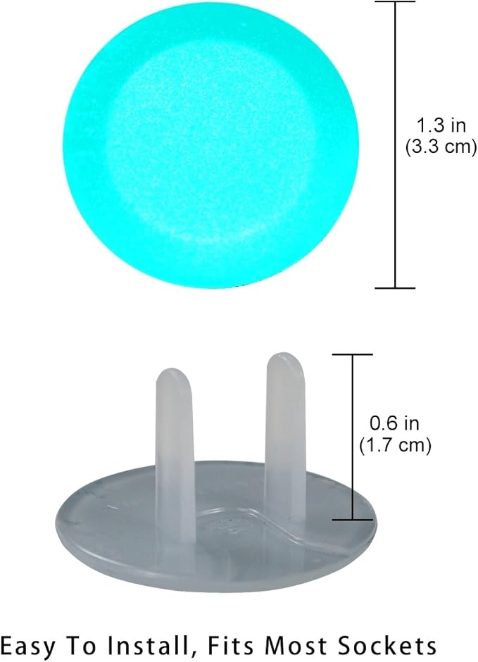 Outlet Covers Baby Proofing, Pure Blue Color 12 Packs Electric Outlets Plug Covers, Plastic Safety Socket Protector Caps for Kids Room, Home, Bedroom, Office