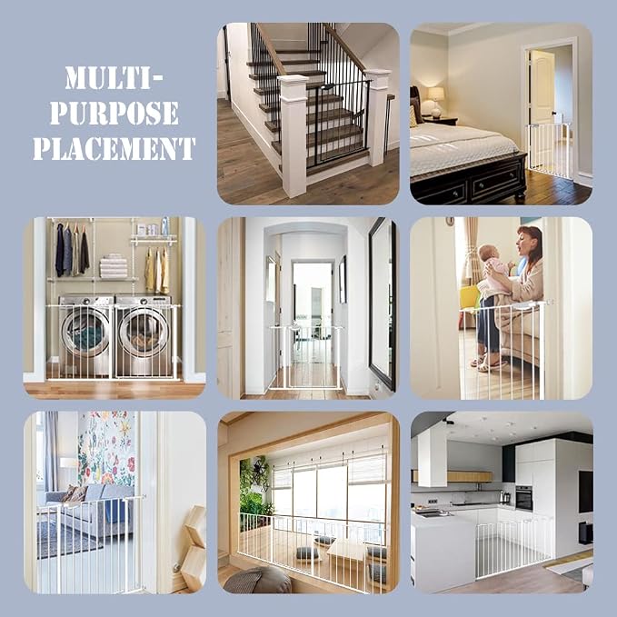 DEARBB Triple Lock Baby Gate for Stairs Doorways and House 31" to 86" Extra Wide Pressure Mounted Easy Walk Through Auto Close Safety Pet Gate Black 67.32-76.77"