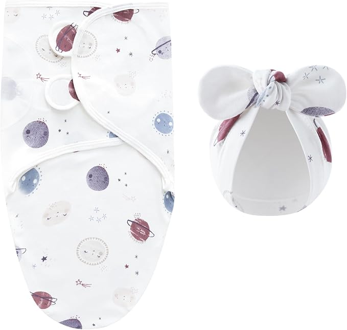 Baby Swaddle Sleep Sack with Hat Set for 0-3 months 3-Pack Soft Cotton Newborn Wearable Swaddle Wrap for Girls Boys