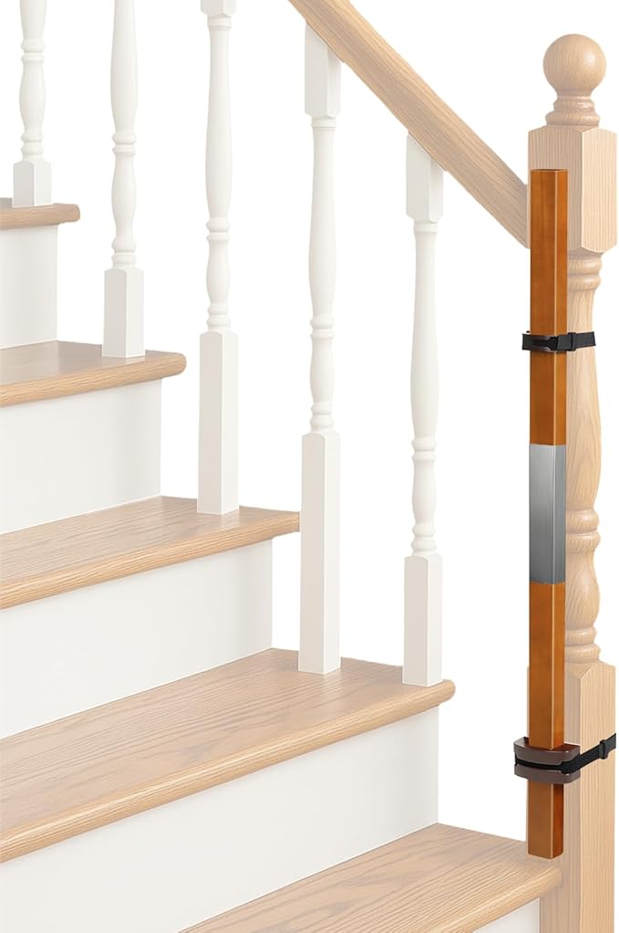 2 Pcs No Hole Stairway Baby Gate Adapter - Fits Round & Square Banisters, Compatible with Most Hardware and Pressure Mount Baby Gates Up to 37 inches Tall
