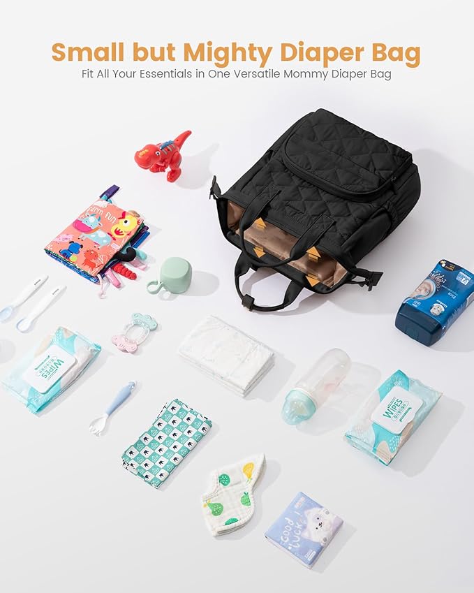 LOVEVOOK Small Diaper Bag Backpack, Mini Baby Bag for Girl Boy with Changing Pad, Diaper Backpack for Mom Dad with Stroller Buckles