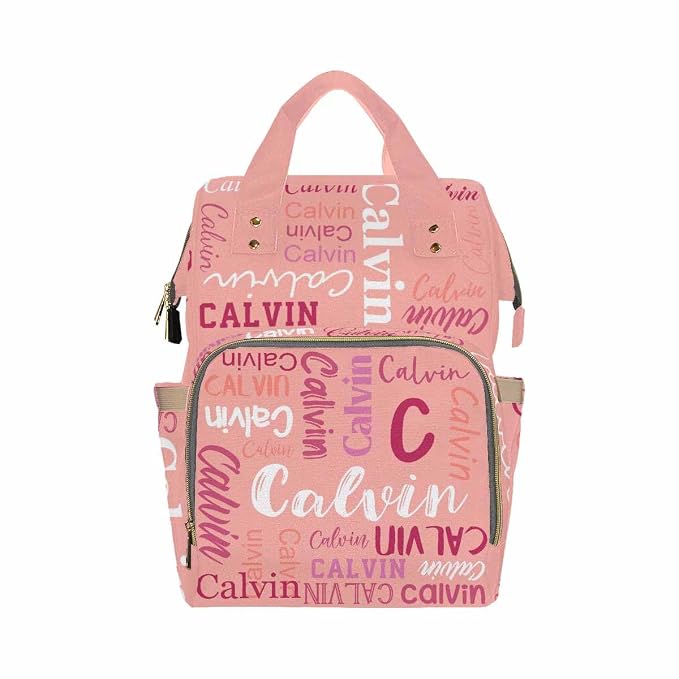 InterestPrint Personalized Mommy Nappy Bag with Name, Custom Pink Funny Font Diaper Bags Customized Nursing Bag Fashion Fashion Shoulder Bag Casual Daypack Bag for Travel Outside