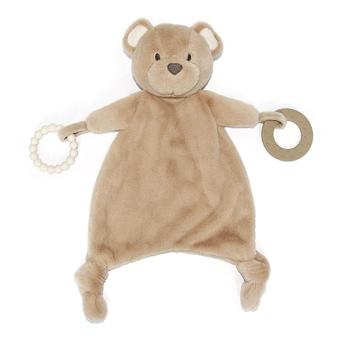 Loveys for Babies, Lovey Including Teether, Soft Stuffed Animals Security Blanket, Baby Snuggle Toy, for Newborn Boys and Girls(Bear)