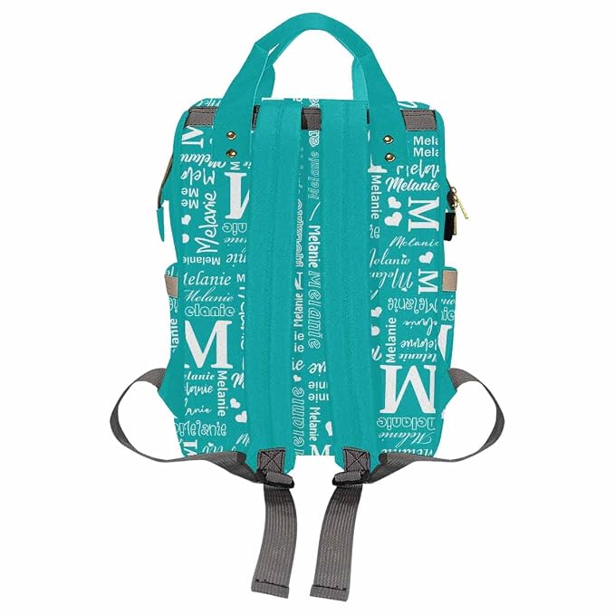 InterestPrint Personalized Diaper Bag with Name Custom Light Green Monogram Diaper Bag Customized Signature Mommy Nappy Bag Fashion Backpack Shoulder Bag Casual Daypack Bag for Travel Outside