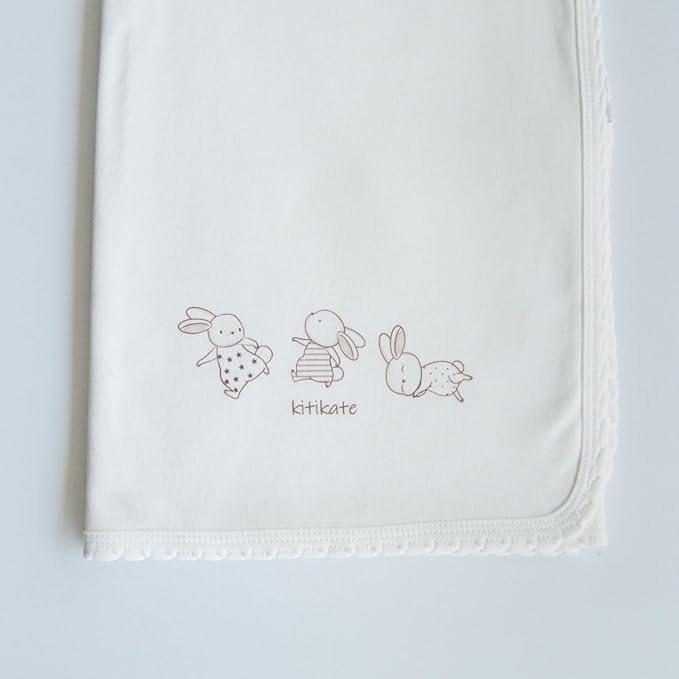 Kitikate Organic Cotton Baby Blanket, Two-Ply Double Layer, Soft & Breathable, 31.5 x 35.4 Inches (Ecru)